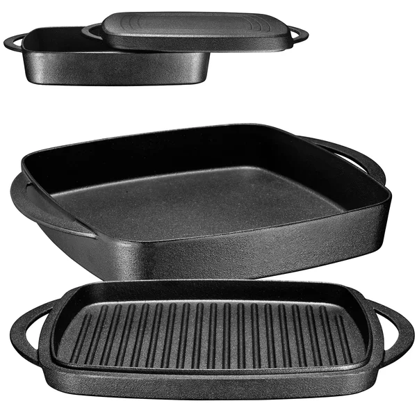 Bruntmor 7 qt. Non-Stick Cast Iron Square Braiser with Lid Color: Black SX946-PS