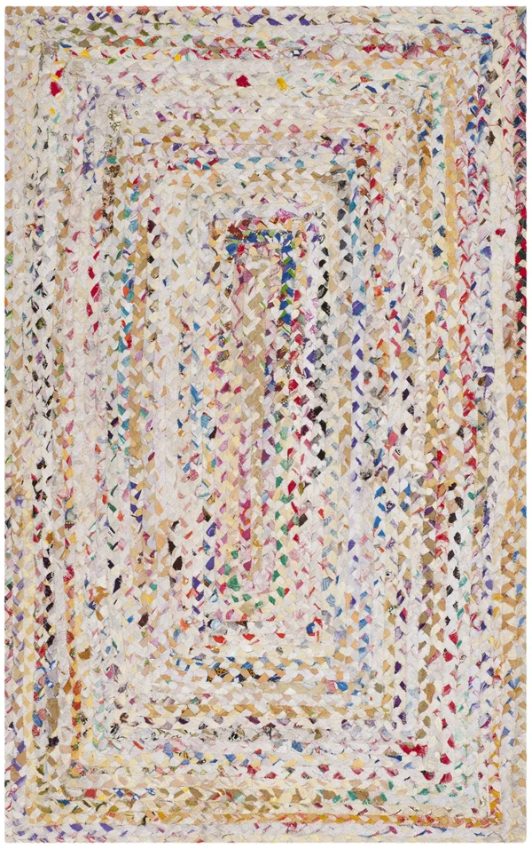 Safavieh 6& x 6& Round Braided BRD210B Ivory Multi Rug