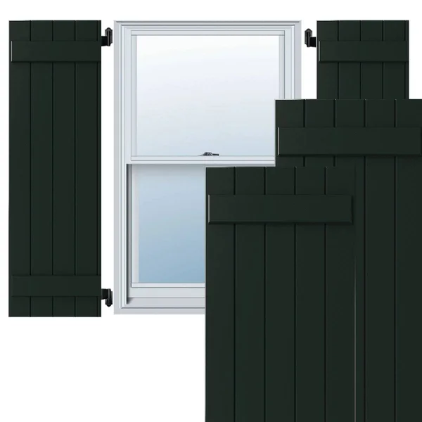 Ekena Millwork CWB18X037CGC 18x22W x 37x22H Exterior Five Board (2 Batten) Composite Board-n-Batten Shutters (Per Pair), Chrome