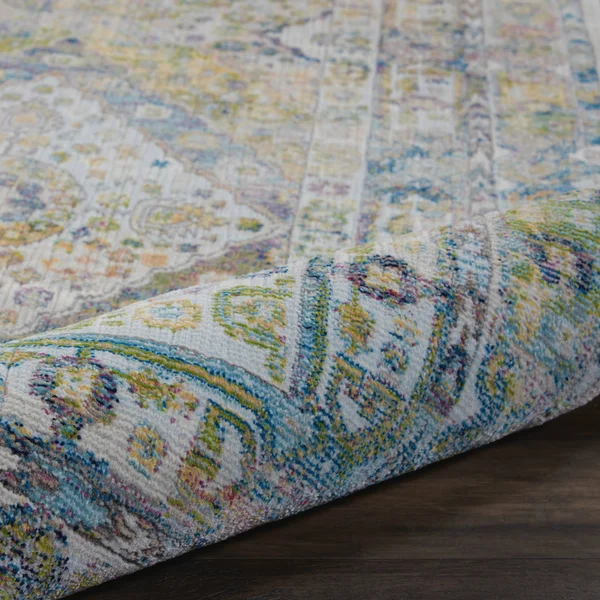 Nourison Ankara Global ANR07 7&10x22 x 9&10x22 Blue, Green Area Rug