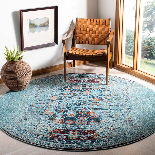 Safavieh Monaco MNC208V Blue - Ivory Rug 6&7x22 x 6&7x22 Square