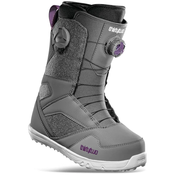 Thirtytwo STW Double Boa Snowboard Boot Women's, Grey/Purple, 8.5