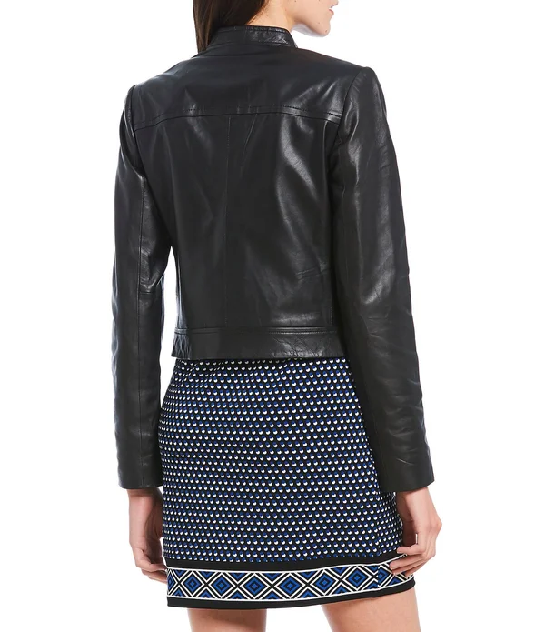 Michael Michael Kors - Leather Moto Jacket, Brown, Xs