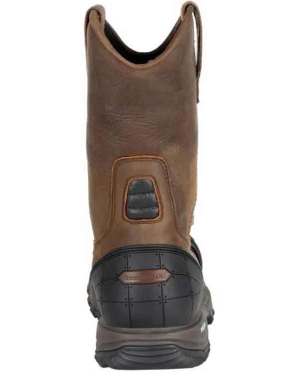 Men's Brown Rocky XO-Toe Composite Waterproof Pull-On Work Boot Size 8