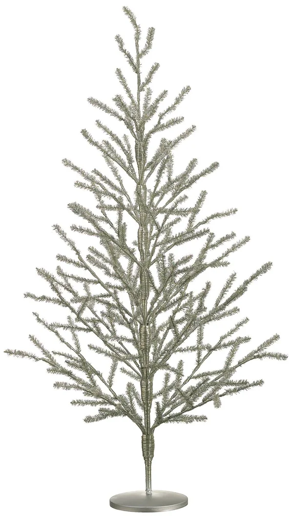 40 inch Antique Silver Tinsel Twig Tree: Unlit