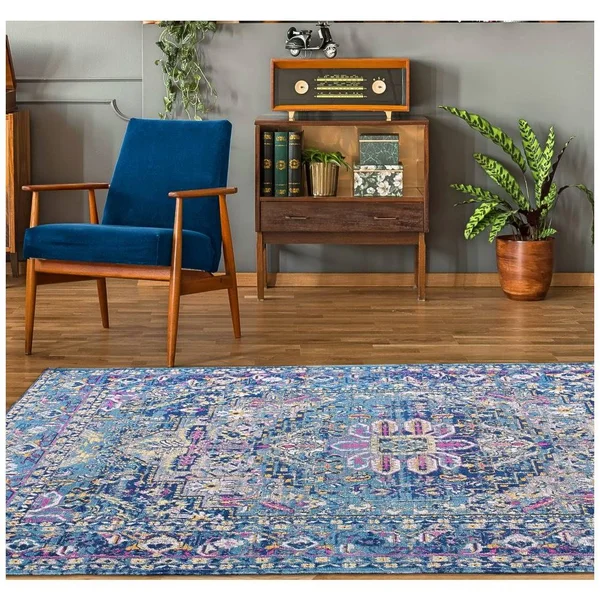Ladole Rugs Timeless Collection Rowen Beautiful Blue Traditional Indoor Outdoor Area Rug Carpet, 7x10 (6'5 inch x 9'5 inch, 200