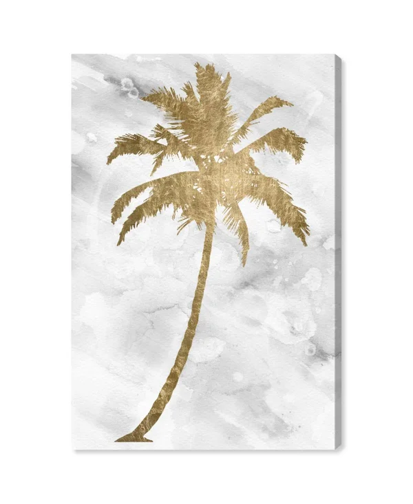 Oliver Gal 'Palm Tree Gold' Floral and Botanical Wall Art Canvas Print - Gold, Gray - 30 x 45