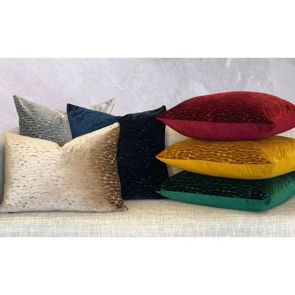 Rodeo Home Costella All Over Velvet Wave Design Decorative Oversized Pillow 23x22H x 23x22W - Navy