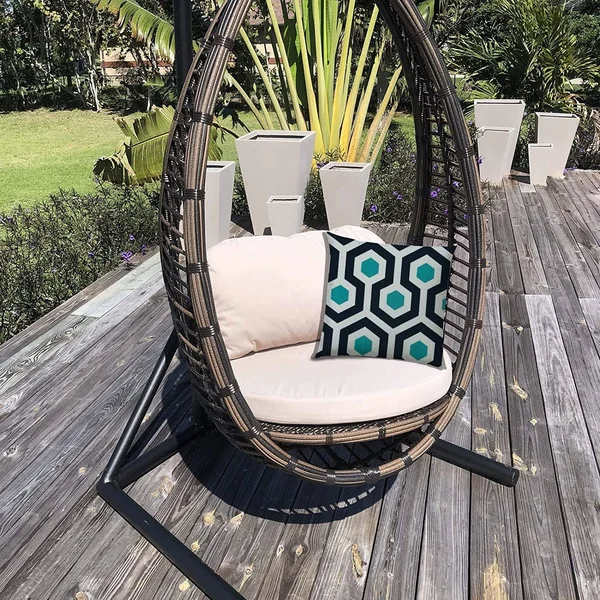 Wired Jumbo Indoor/Outdoor Zippered Pillow Cover Blue Geometric Bohemian Eclectic Polyester Closure