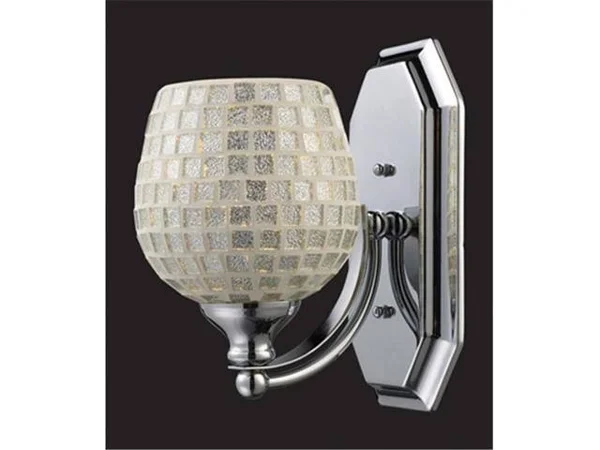 Elk Lighting 570-1C-SLV 1 Light Vanity in Polished Chrome and Silver Mosaic Glass