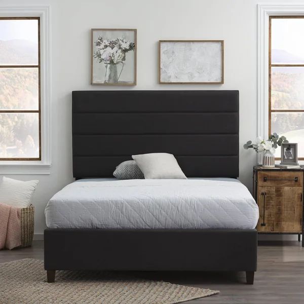 Brookside Upholstered Horizontal Channel Bed - Beige - California King