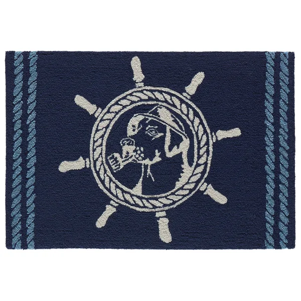 Liora Manne Frontporch Seadog Indoor/Outdoor Rug Blue 30x22x48x22