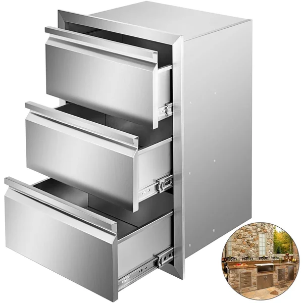 Vevor 14.7x22 x 25.4x22outdoor Kitchen BBQ Island Drawer Stainless Steel Access Drawers - 14.7 x 25.4 x 18.7