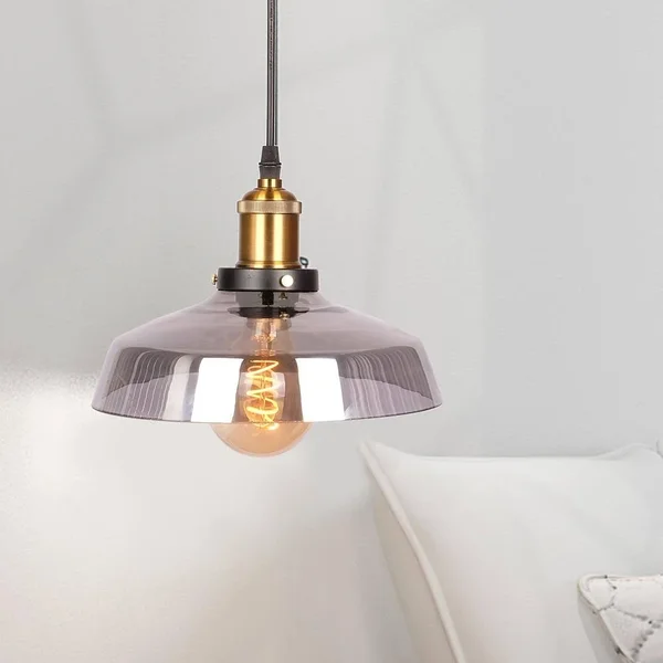 Pendant Light Wide Dome Glass Shade for Over The Counter - Charcoal
