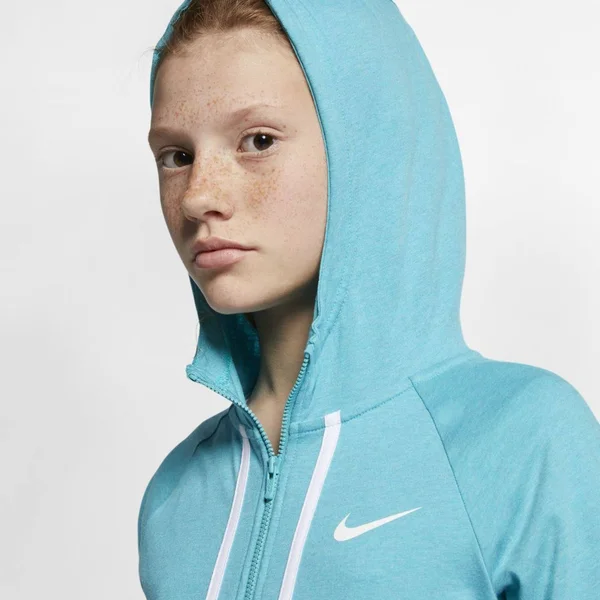 Nike Girls& Sportswear Jersey Full-Zip Hoodie, XS, Blue