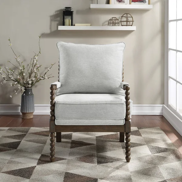 Osp Home Furnishings Fletcher Spindle Chair in Navy Fabric with Brush Charcoal Finish