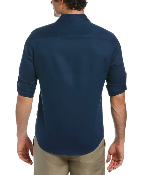 Cubavera Men's Travelselect Long Sleeve Shirt in Insignia Blue - Size Small, Linen Blend