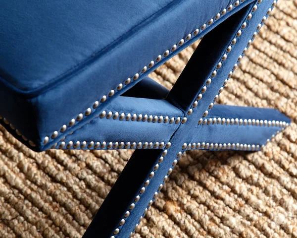 Abbyson Blue Marcus Nailhead Ottoman Bench