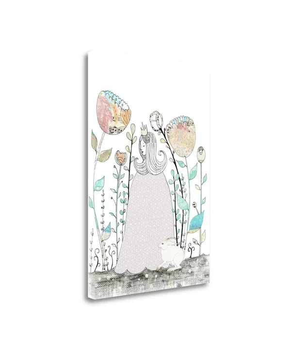 Tangletown Fine Art Princess and The Rabbit by Sarah Ogren Giclee Print on Gallery Wrap Canvas, 28x22 x 39x22 - Multi