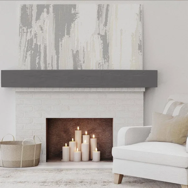 Ekena Millwork MANUHH04X04X72AC 4x22H x 4x22D x 72x22W Hand Hewn Faux Wood Fireplace Mantel, Aged Cedar