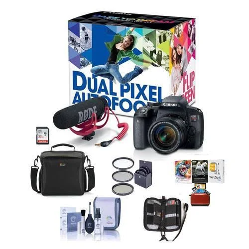 Canon Eos Rebel T7i DSLR Video Creator Kit with EF-S 18-55mm Is Lens, Rode VideoMic Go, 32GB SD Card - Bundle with Camera Case
