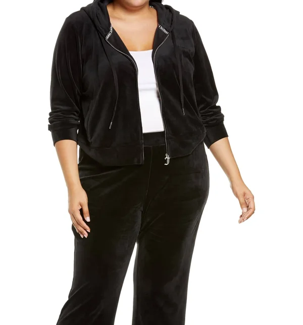 Plus Size Women's Juicy Couture Velour Full Zip Hoodie - Size 2x - Pink