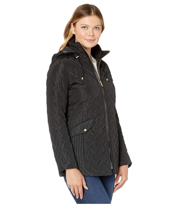 Cole Haan Quilted Barn Jacket (Black) Women's Coat