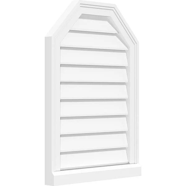 Ekena Millwork GVPOT20X4003SF 20x22W x 40x22H Octagonal Top Surface Mount PVC Gable Vent: Functional - w/ 2x22W x 2x22P Brickmoul