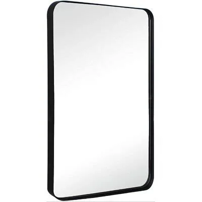 abd_24X36 inch Gold Stainless Steel Metal Framed Bathroom Mirror for Wallrounded Rectangular Bathroom Vanity Mirror Latitude Run