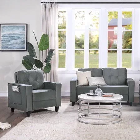 2 Piece Living Room Furniture Sets - Morden Style Couch Furniture Upholstered Armchair, Loveseat and Three Seat for Home or Offic