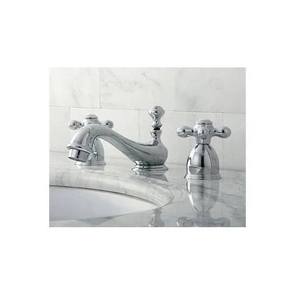 Kingston Brass KS3952PX Restoration Mini Widespread Lavatory Faucet with Brass Pop-Up, Polished Brass