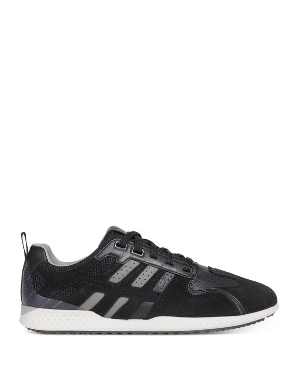 Geox Leather & Suede Sneaker, 41, Black