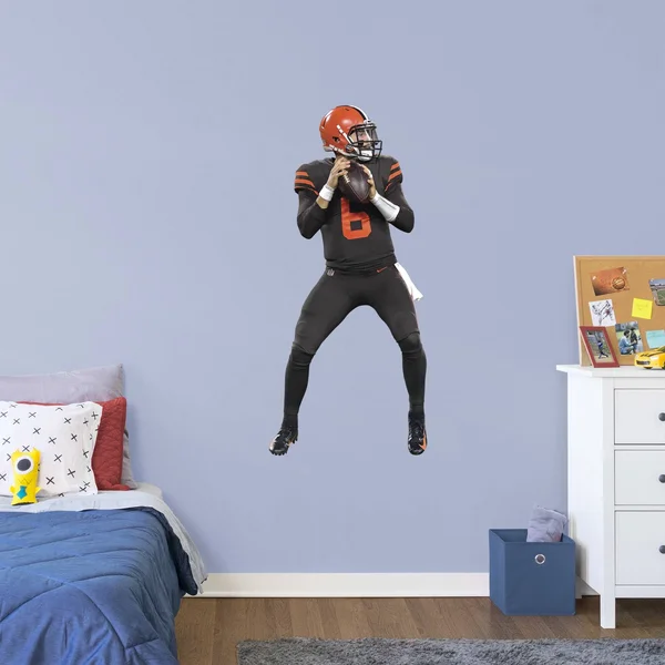 Baker Mayfield for Cleveland Browns: Color Rush - Officially Licensed NFL Removable Wall Decal Life-Size Athlete + 8 Wall Decals