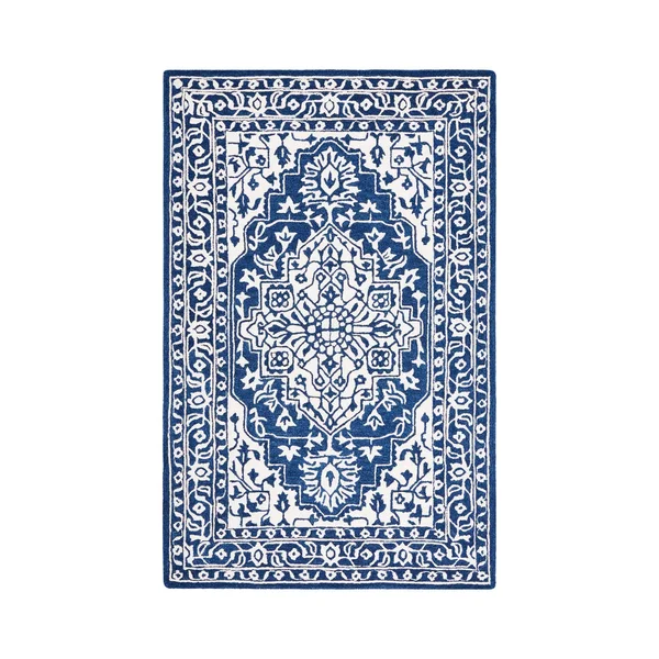 Safavieh Micro-Loop Rug Collection MLP648N - Navy, Ivory - 5' x 5' Square