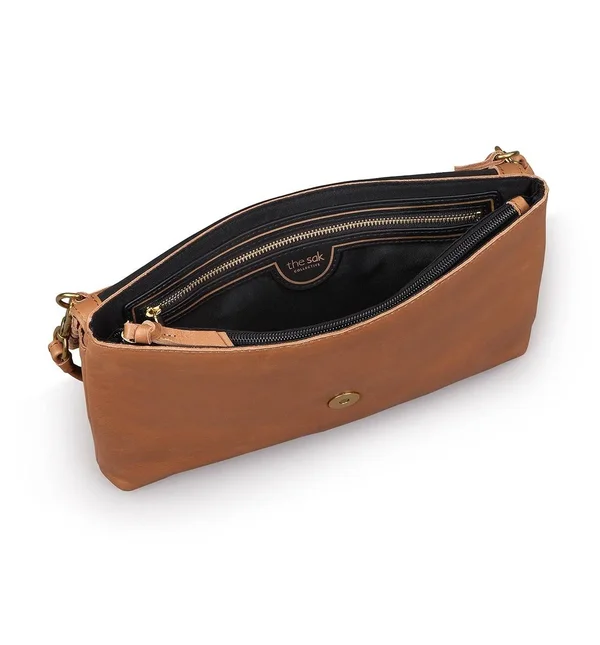 The Sak Legend Flap Clutch Crossbody Bag, Black Leather