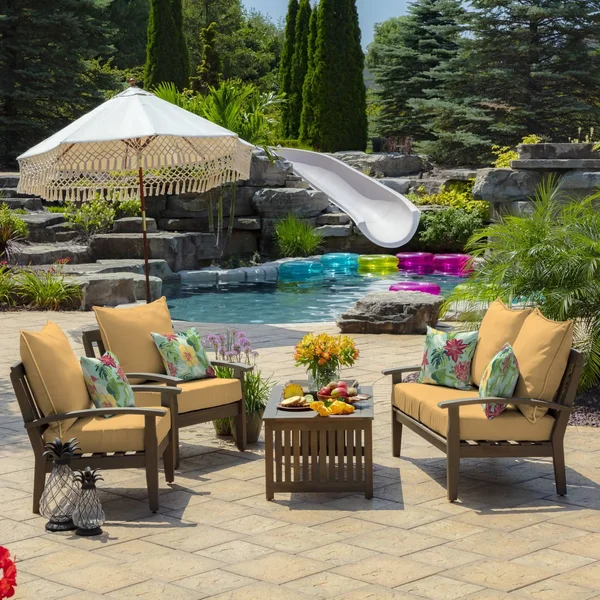Shirt Texture Deep Seat Outdoor Cushion Set Yellow - Arden Selections
