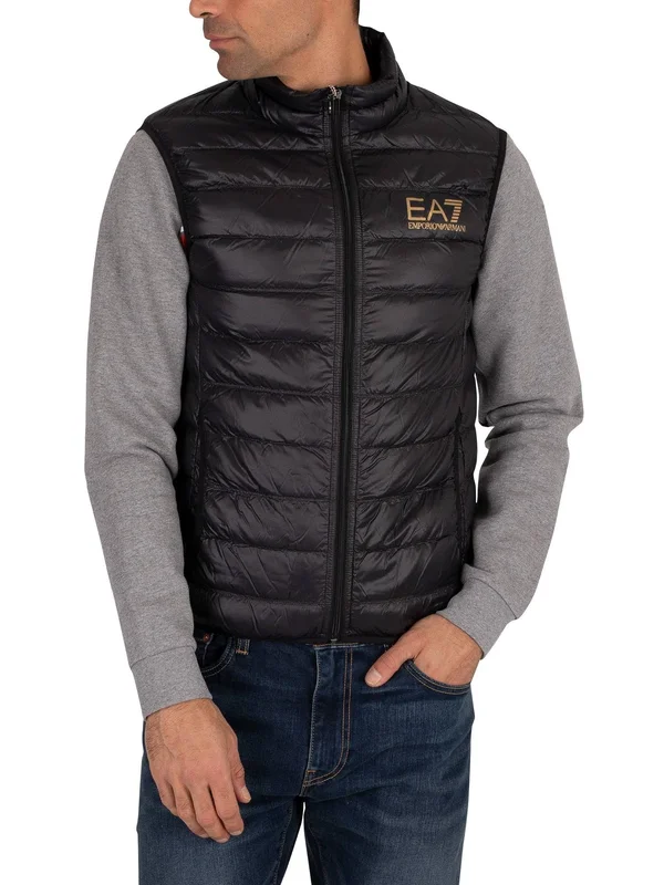 Emporio Armani Quilted Vest with Logo - Black - Waistcoats