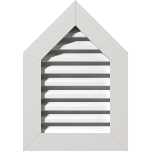 12 inchw x 16 inchh Peaked Top Gable Vent (17 inchw x 20 5/8 inchh Frame Size) 4/12 Pitch: Functional - PVC Gable Vent w/ 1 inch