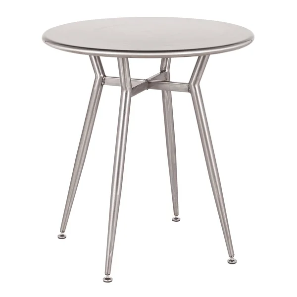 Carbon Loft Barton Industrial Round Dinette Table - Brushed Silver
