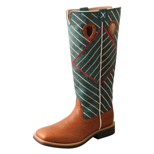 Twisted x Youth Buckaroo Boot - Cognac Bull Hide & Dark Green