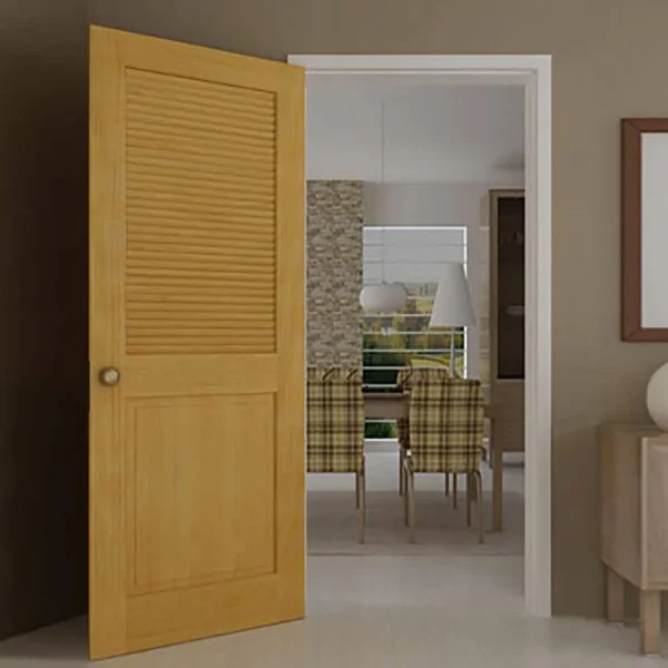 Kimberly Bay Louvered Solid Wood Unfinished Slab Standard DOOR - White