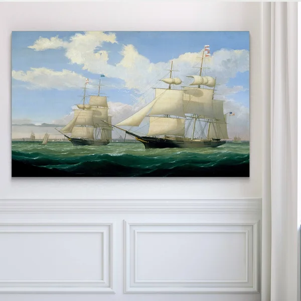 WexfordHome &Ships at Sea III& Drawing Print on Wrapped Canvas - Size: 36x22 H x 48x22 W x 1.5x22 D - 24 inches x 32 inches
