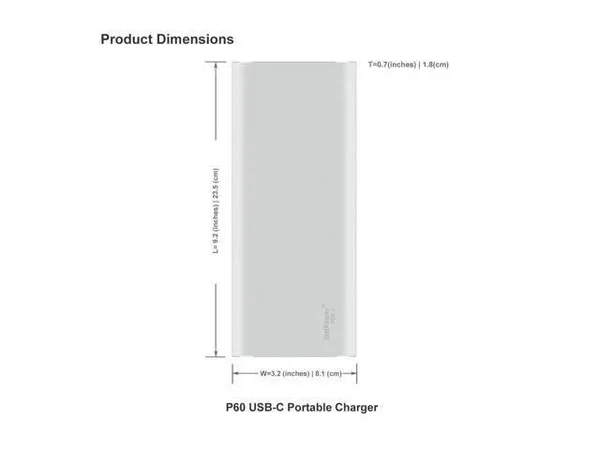 BatPower PDE 2 P60s USB C External Battery Power Bank Portable Charger for New MacBook Pro 15 - 13-inch 2016 2017 to Current Surf
