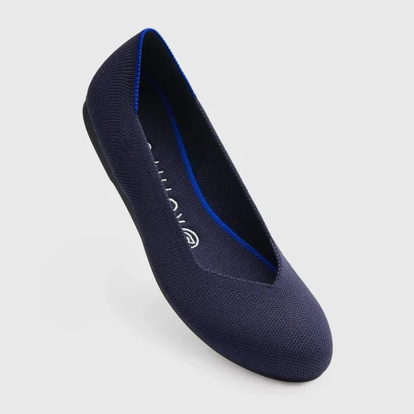 Rothy&s Navy Blue Rounded-Toe Flats, Maritime Navy, Size 7