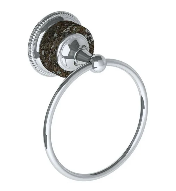 Watermark Venetian 6 1/4x22 Wall Mount Towel Ring in Green Patina - Handles: Pompeii CC-GRY Positano Grey Marble Lever Handle(s)