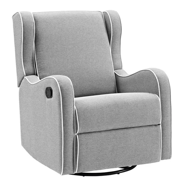 Rowe Upholstered Manual Reclining Glider Recliner (Color: Gray Linen)
