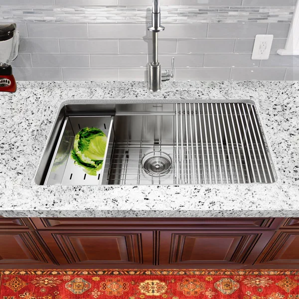 Nantucket Sinks SR-PS-3220-16 - 32 inch Professional Prep Station Small Radius Undermount Stainless Kitchen Sink with Accessorie