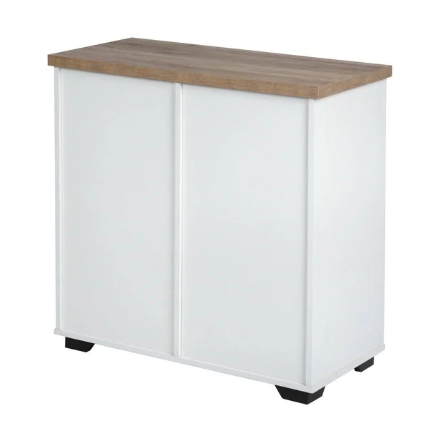 Furniture R Farmhouse Sliding Door Wood Storage Cabinet - White