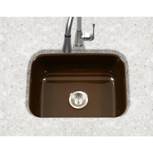 Houzer PCS-2500 Porcela Series Porcelain Enamel Steel Undermount Single Bowl Kitchen Sink, Espresso