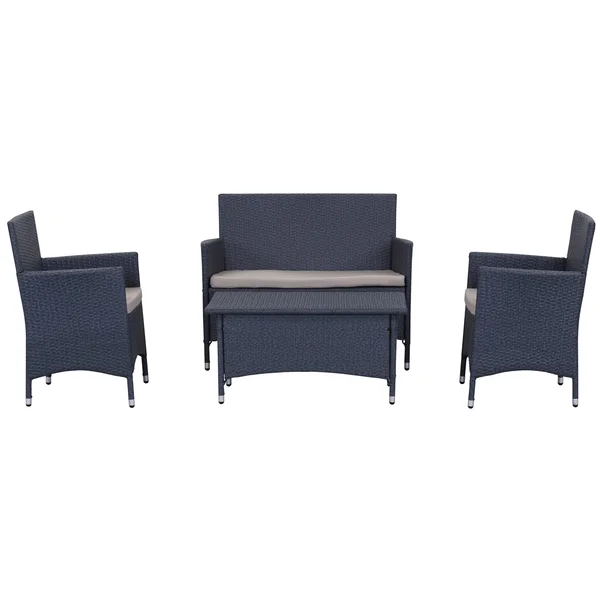 Safavieh Figueroa 4 Piece Outdoor Set - Titanium, Sand